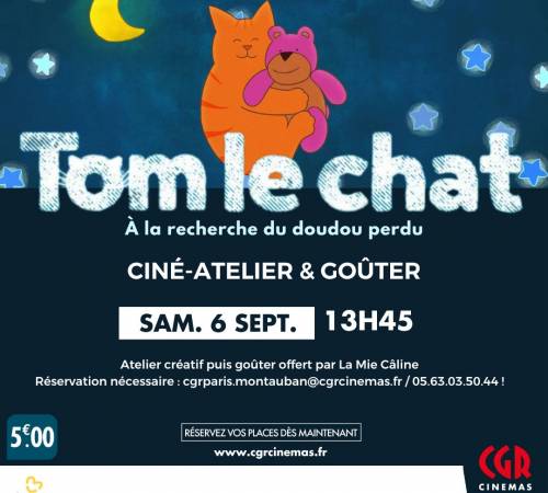 Ciné-atelier et goûter - TOM LE CHAT : À LA RECHERCHE DU DOUDOU PERDU